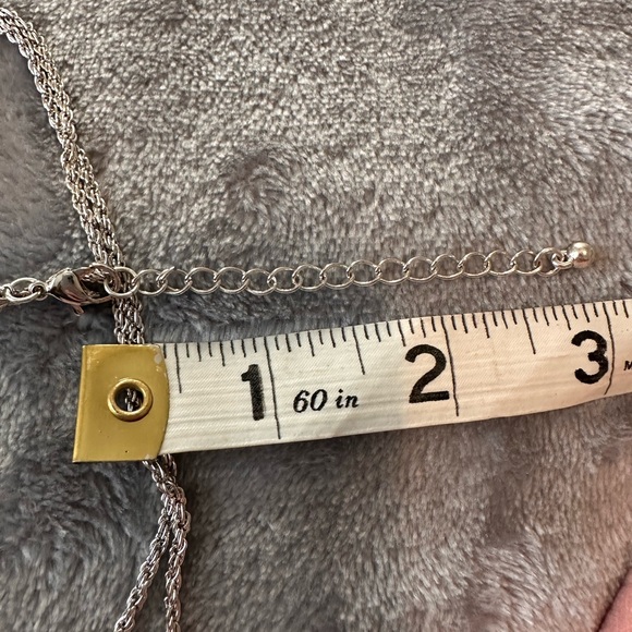 Elegant Silver Tone and Aqua Green Pendant Long Necklace GUC - Picture 6 of 7